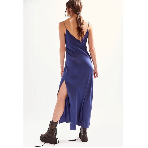 Dannijo Silk maxi slip dress NWT Sexy slit navy 365 retail sz XL - Picture 9 of 13
